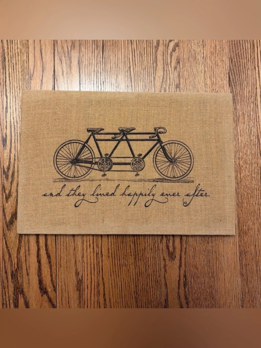 Tandem Bicycle Burlap Wall Art in Natural/Tan